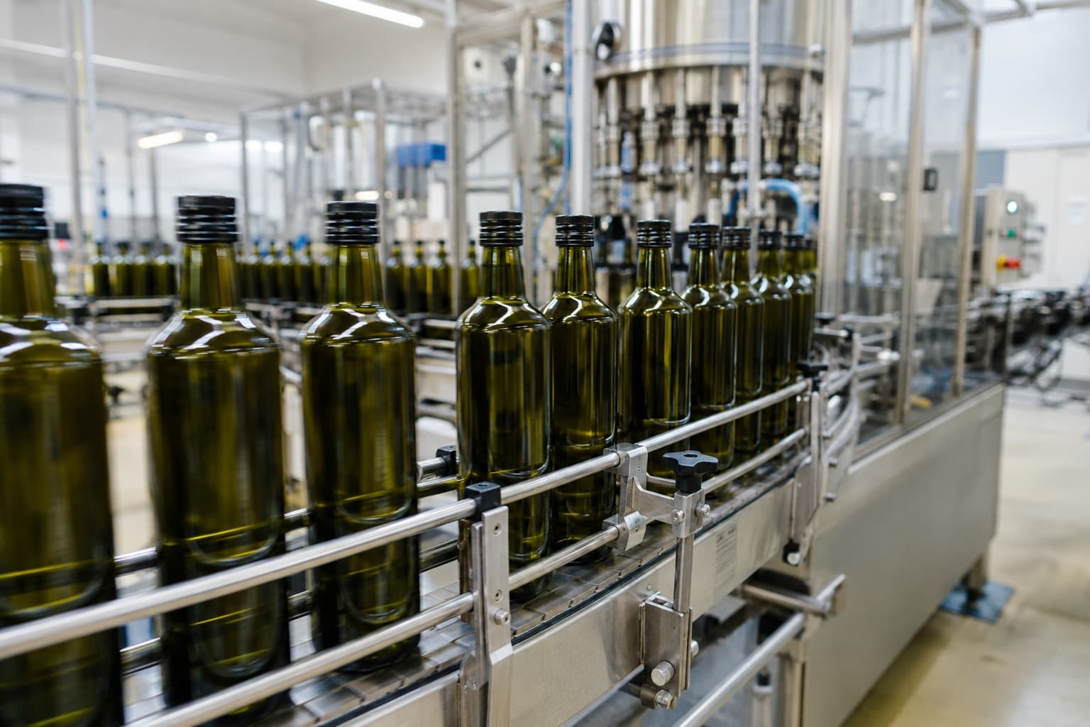 Ligne d'embouteillage de bouteilles d'huile d'olive en verre