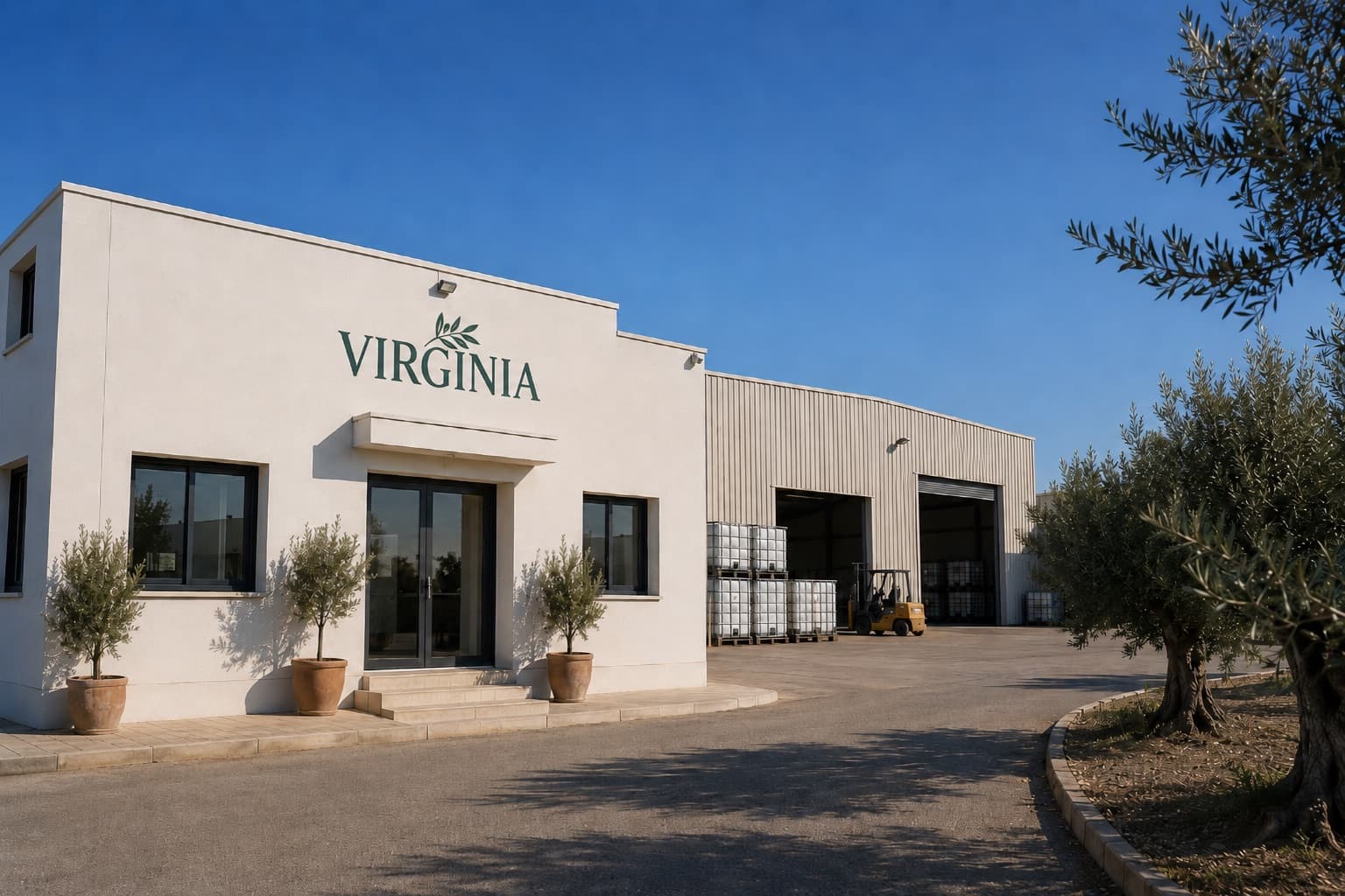Bâtiment de sourcing au bord d'une oliveraie en Tunisie